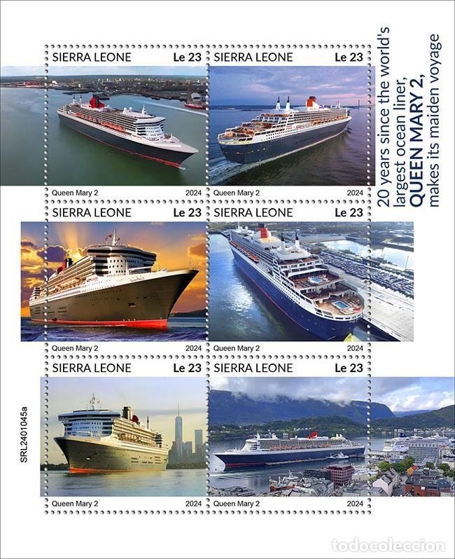 Timbres: Sierra Leona 2024 Mi. 18467-18472 hoja Queen Mary 2 transatl&aacute;ntico
