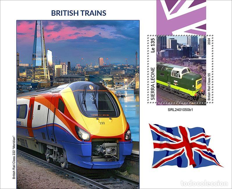Sellos: Sierra Leona 2024 Mi. Bl. 3239 bloque trenes brit&aacute;nicos British Rail