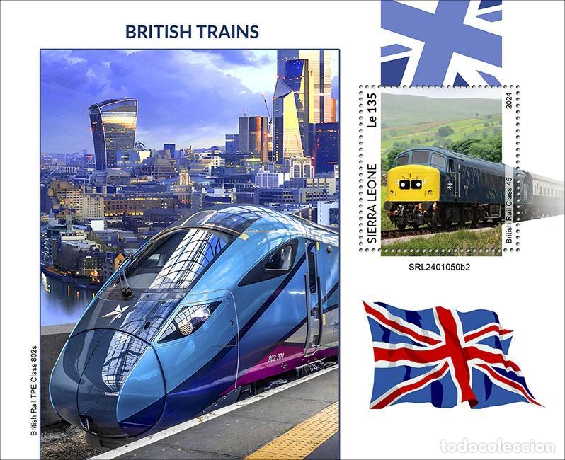 Sellos: Sierra Leone 2024 Mi. Bl. 3240 bloque trenes brit&aacute;nicos British Rail