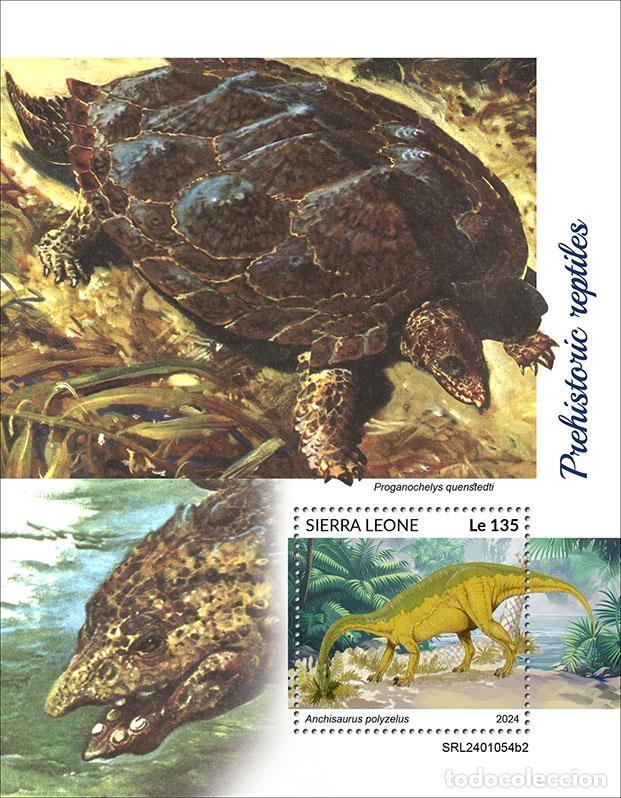 Sellos: Sierra Leona 2024 Mi. Bl. 3121 bloque reptiles prehist&oacute;ricos