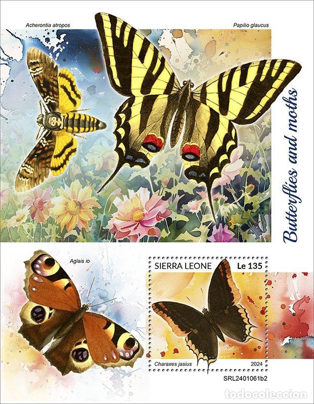 Selos: Sierra Leona 2024 Mi. Bl. 3125 bloque mariposas