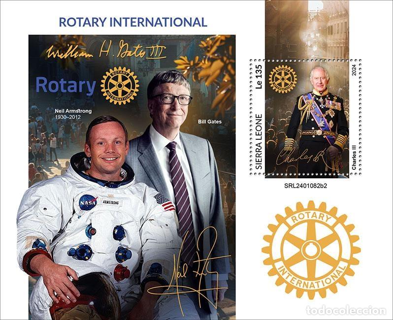 Francobolli: Sierra Leona 2024 Mi. Bl. 3201 bloque Rotary International Churchill Kennedy
