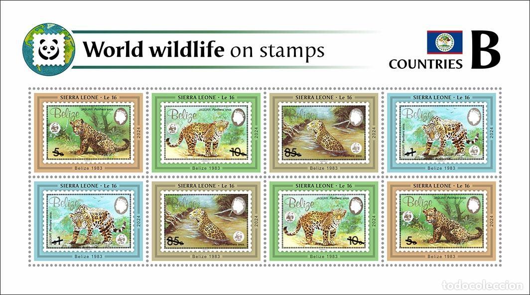Briefmarken: Sierra Leona 2024 Mi. 18902-18905 hoja de 8 fauna mundial pa&iacute;s B WWF