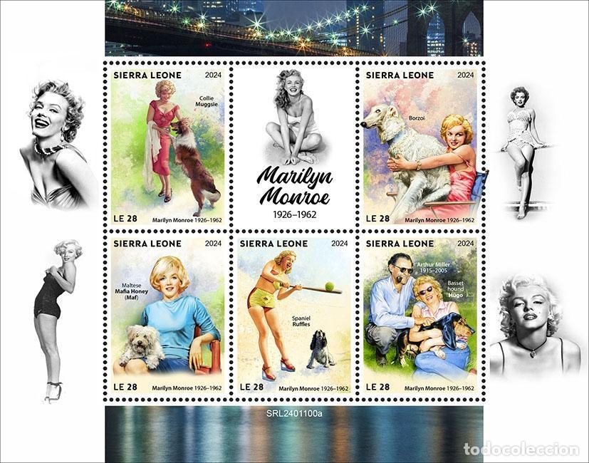 Stamps: Sierra Leona 2024 Mi. 18676-18680 hoja Marilyn Monroe actriz perros