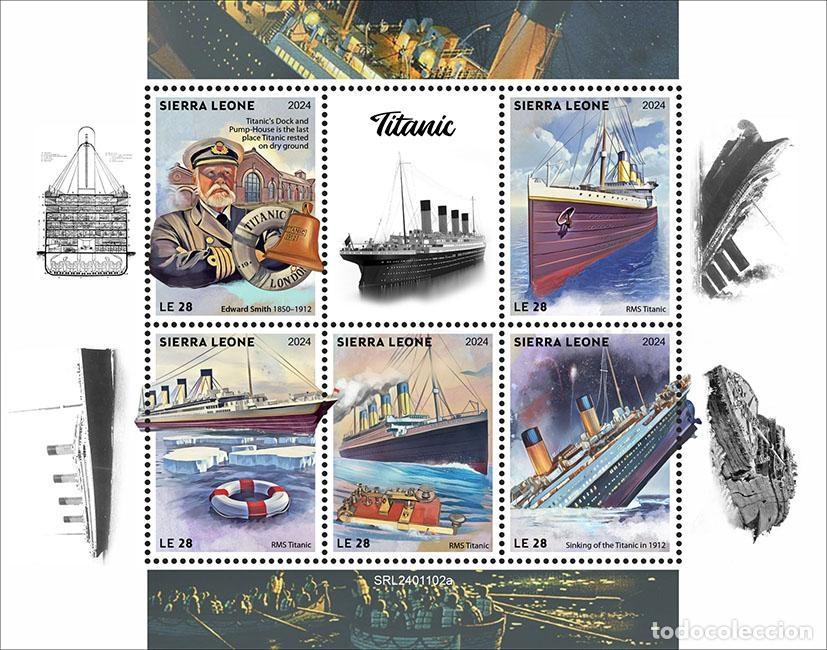 Stamps: Sierra Leona 2024 Mi. 18656-18660 hoja Titanic transatl&aacute;ntico