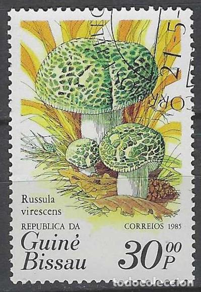 Sellos: GUINEA BISSAU 1985 - FLORA, SETAS, RUSSULA VIRESCENS - USADO