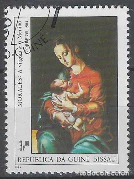 Sellos: GUINEA BISSAU 1984 - PINTURA DE MORALES &rdquo;V&Iacute;RGEN Y NI&Ntilde;O&rdquo; - USADO