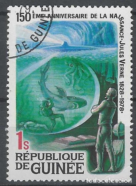 Sellos: GUINEA 1979 - 150&ordm; ANIV. DEL NACIMIENTO DE JULIO VERNE - USADO