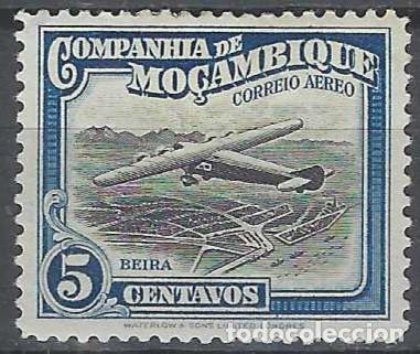 Sellos: COMPA&Ntilde;&Iacute;A DE MOZAMBIQUE 1935 - AVI&Oacute;N SOBRE BEIRA, A&Eacute;REO, AZUL MARINO/NEGRO - MH*