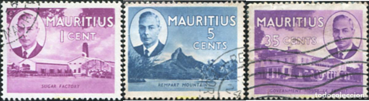 Sellos: 766006 USED MAURICIO 1950 MOTIVOS VARIOS. REY JORGE VI