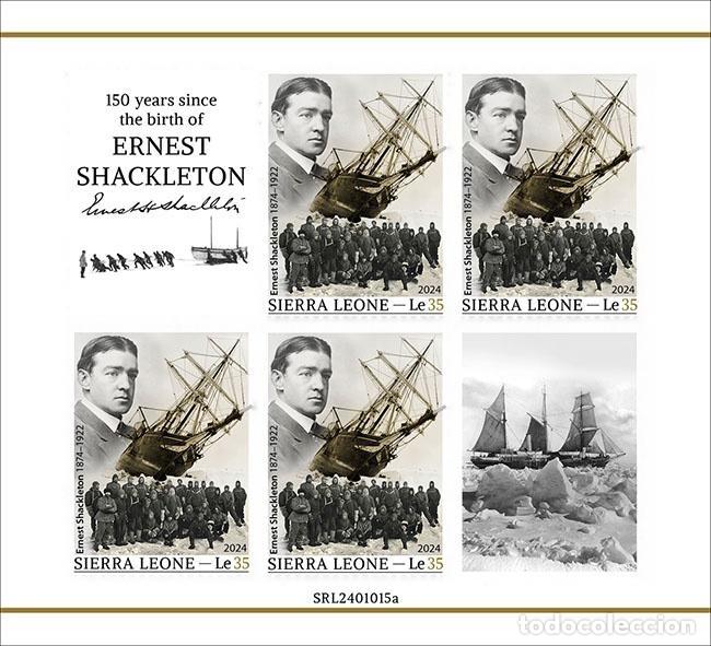 Stamps: Sierra Leona 2024 Mi. 18681 hoja sin perforar Shackleton explorador