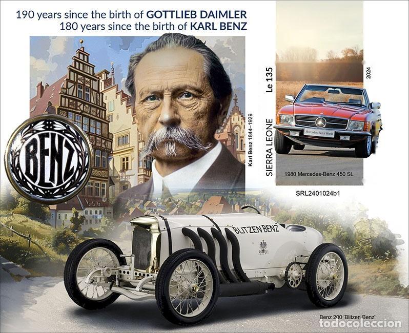 Stamps: Sierra Leone 2024 Mi. Bl. 3196 bloque sin dentar Daimler Benz coches Mercedes