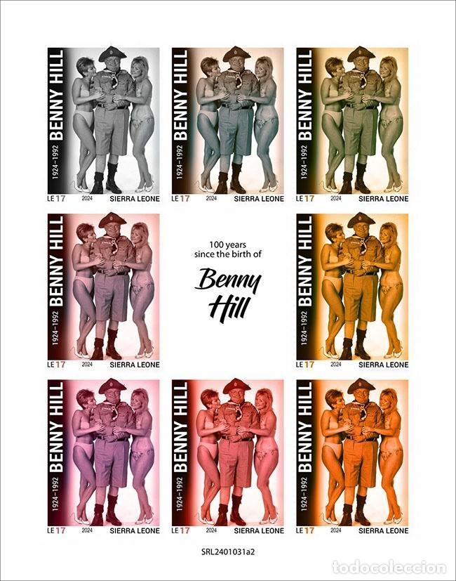Stamps: Sierra Leona 2024 Mi. 18735-18742 hoja sin perforar Benny Hill actor comedia