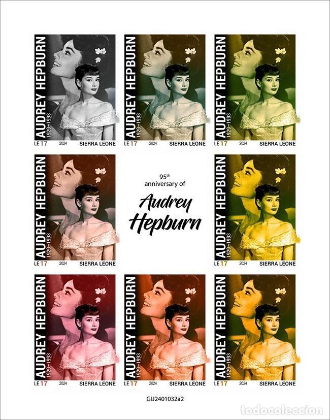 Stamps: Sierra Leona 2024 Mi. 18751-18758 hoja sin dentar Audrey Hepburn actriz