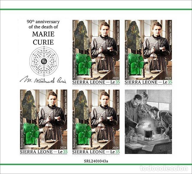 Francobolli: Sierra Leona 2024 Mi. 18693 hoja sin dentar Marie Curie Nobel qu&iacute;mica