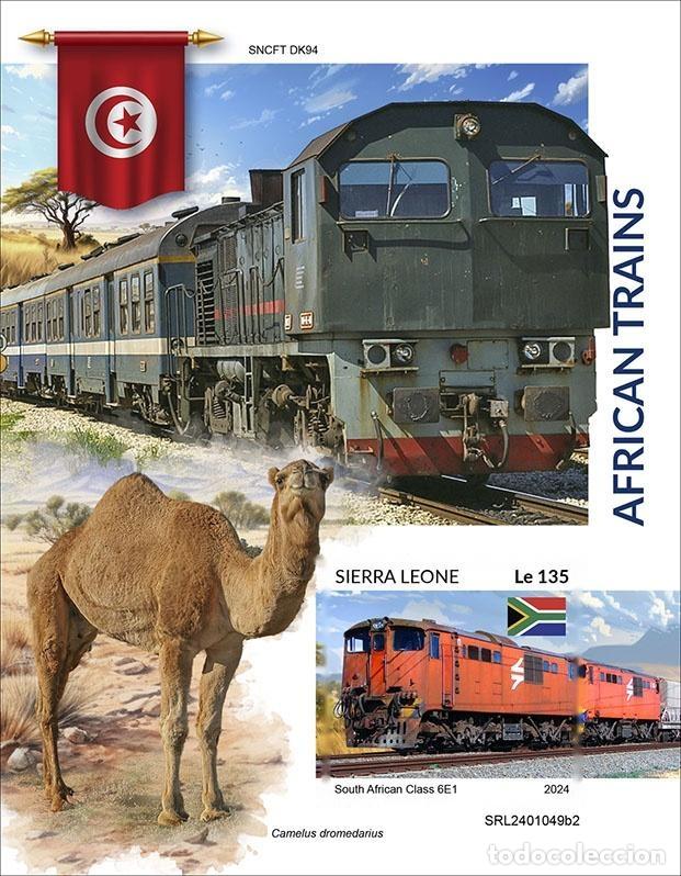 Francobolli: Sierra Leona 2024 Mi. Bl. 3246 bloque sin dentar trenes africanos locomotoras