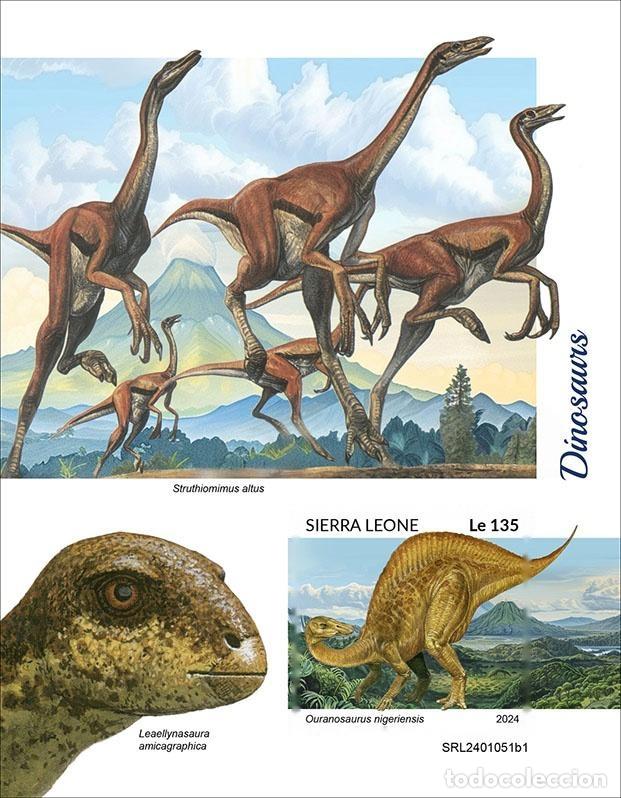 Francobolli: Sierra Leona 2024 Mi. Bl. 3114 bloque sin perforar dinosaurios prehistoria