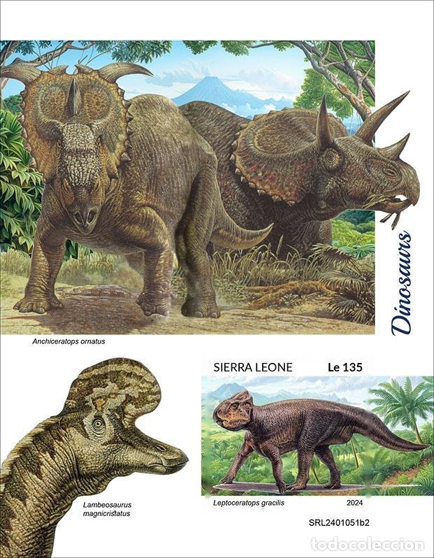 Francobolli: Sierra Leona 2024 Mi. Bl. 3115 bloque sin perforar dinosaurios prehistoria