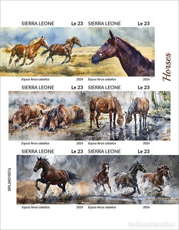 Selos: Sierra Leona 2024 Mi. 18164-18169 hoja sin dentar caballos