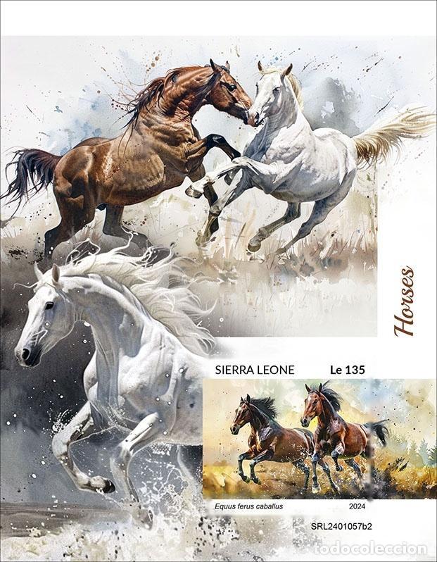 Selos: Sierra Leona 2024 Mi. Bl. 3161 bloque sin dentar caballos