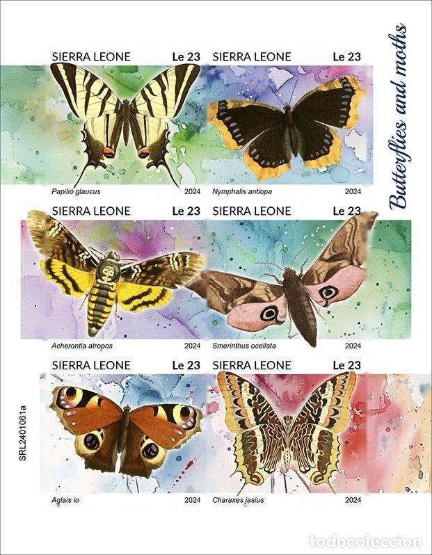Selos: Sierra Leona 2024 Mi. 18020-18025 hoja sin dentar mariposas