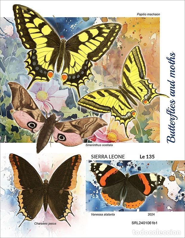 Selos: Sierra Leona 2024 Mi. Bl. 3124 bloque sin perforar mariposas