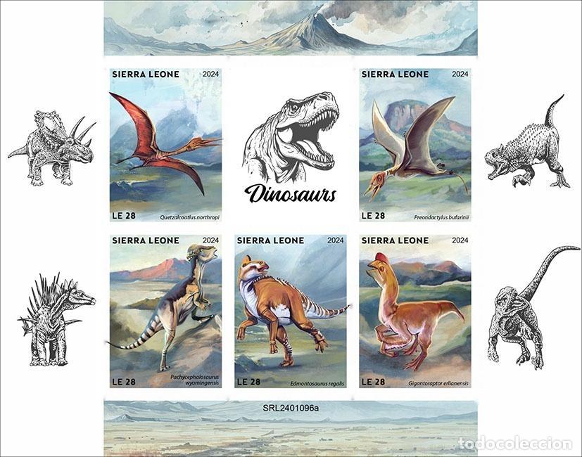 Selos: Sierra Leona 2024 Mi. 18666-18670 hoja sin dentar dinosaurios pterosaurios
