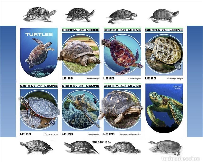 Sellos: Sierra Leona 2024 Mi. 18809-18814 hoja sin dentar tortugas