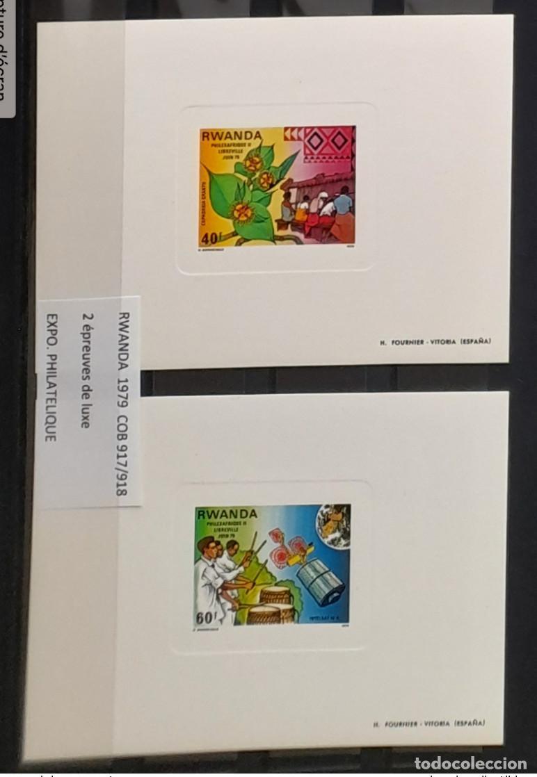 Sellos: Ruanda 1979 COB LX917 - 918 Folleto Philexfrique II Libreville Deluxe Proof