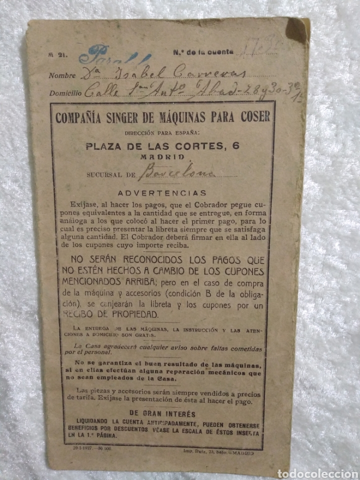 Sellos: LIBRETA DE CUPONES DE PAGO 1927 - Foto 6