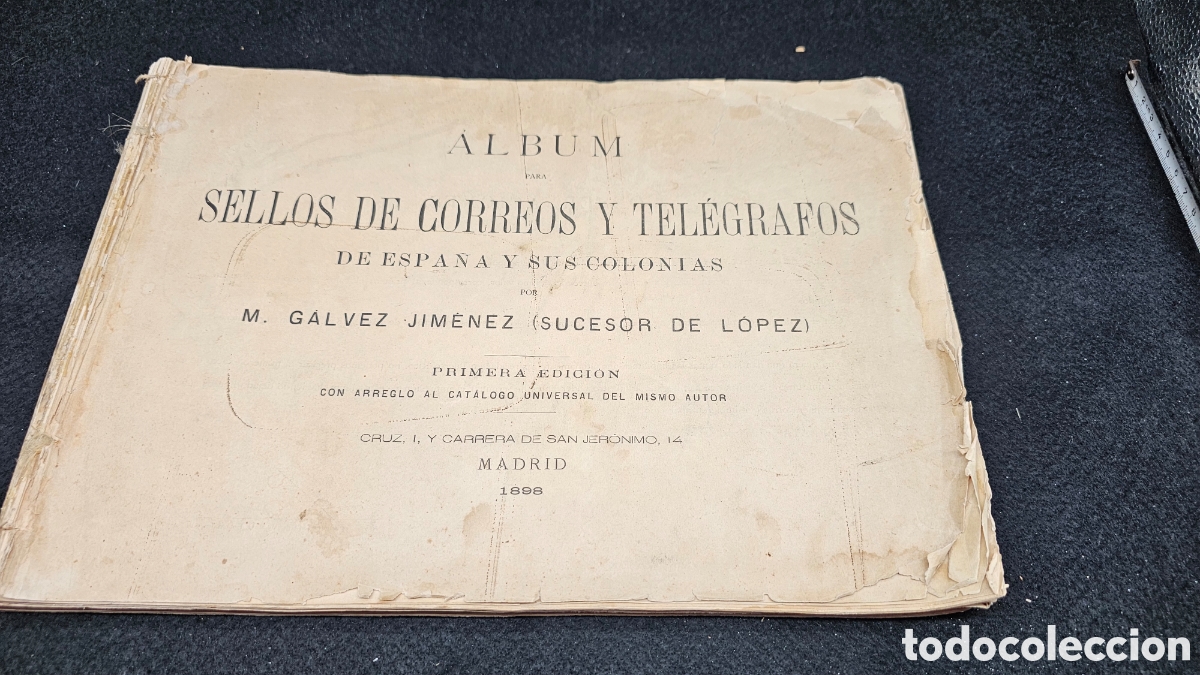Sellos: Antiguo &aacute;lbum para sellos de correos y tel&eacute;grafos 1898 ( vac&iacute;o )