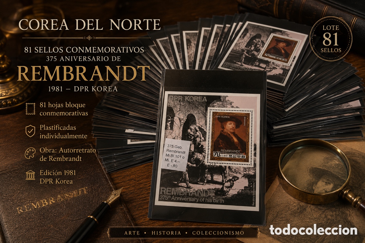 Francobolli: Oportunidad : Gran Lote 81 Sellos aniversario Rembrandt DPR Korea
