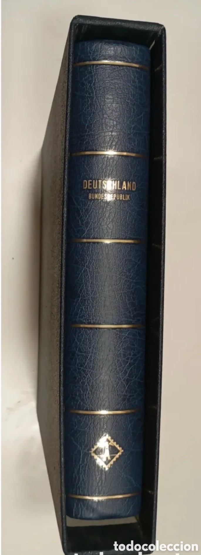 Sellos: TAPA DE &Aacute;LBUM DE SELLOS - MARCA FARO LEUCHTTURM - COLOR AZUL - JUEGO DE HOJAS DE ALEMANIA DE REGALO