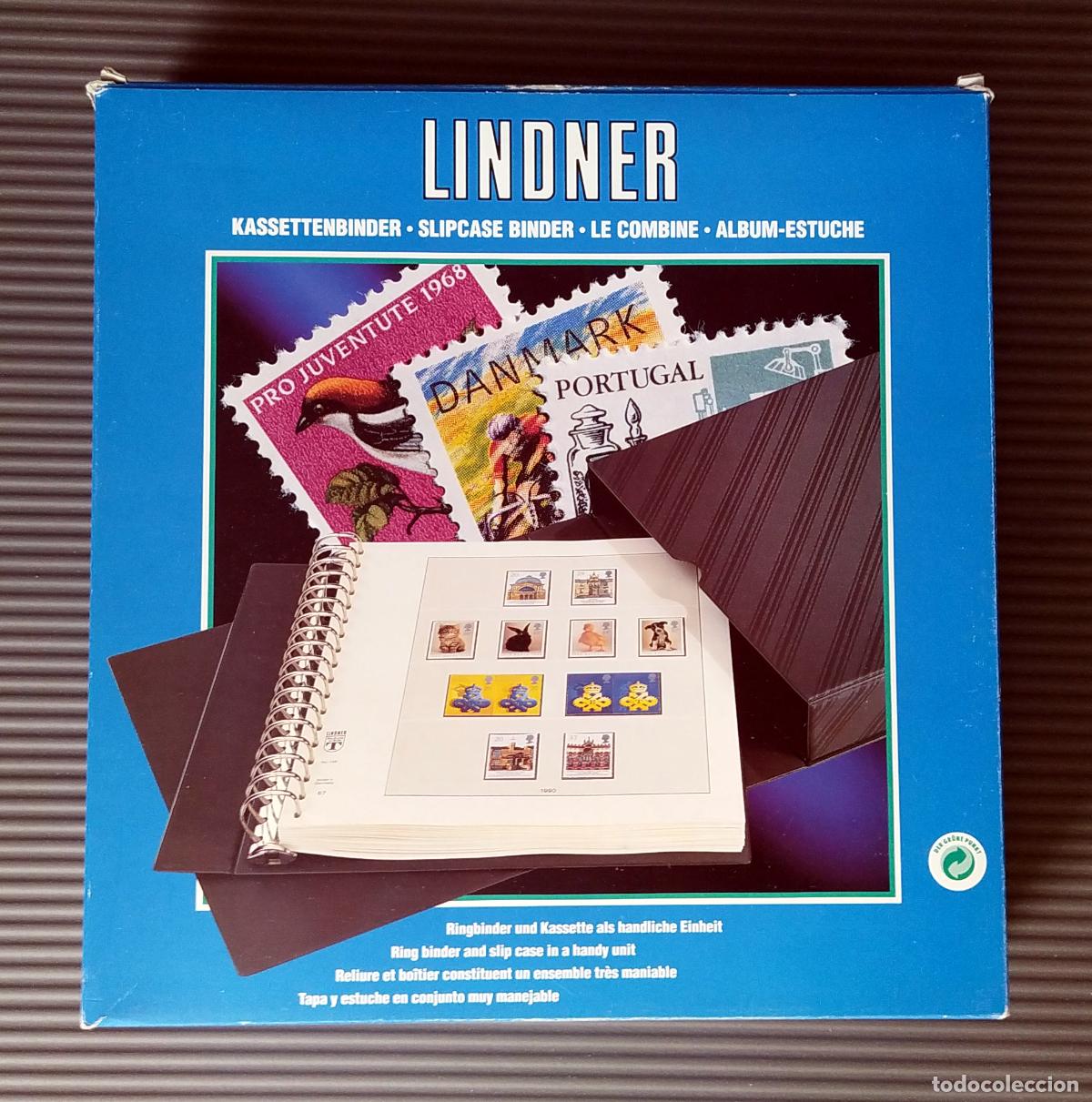 Sellos: Super oferta &Aacute;lbum - estuche Lindner de 18 anillas como nuevo con su caja original y 52 hojas