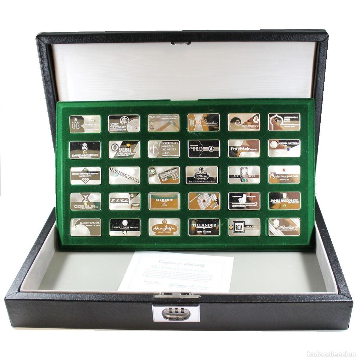 Briefmarken: Franklin Mint a&ntilde;o 1978 - 30 Lingotes Plata con gemas - 30 Silver Gem Ingots of The World - w/ Box