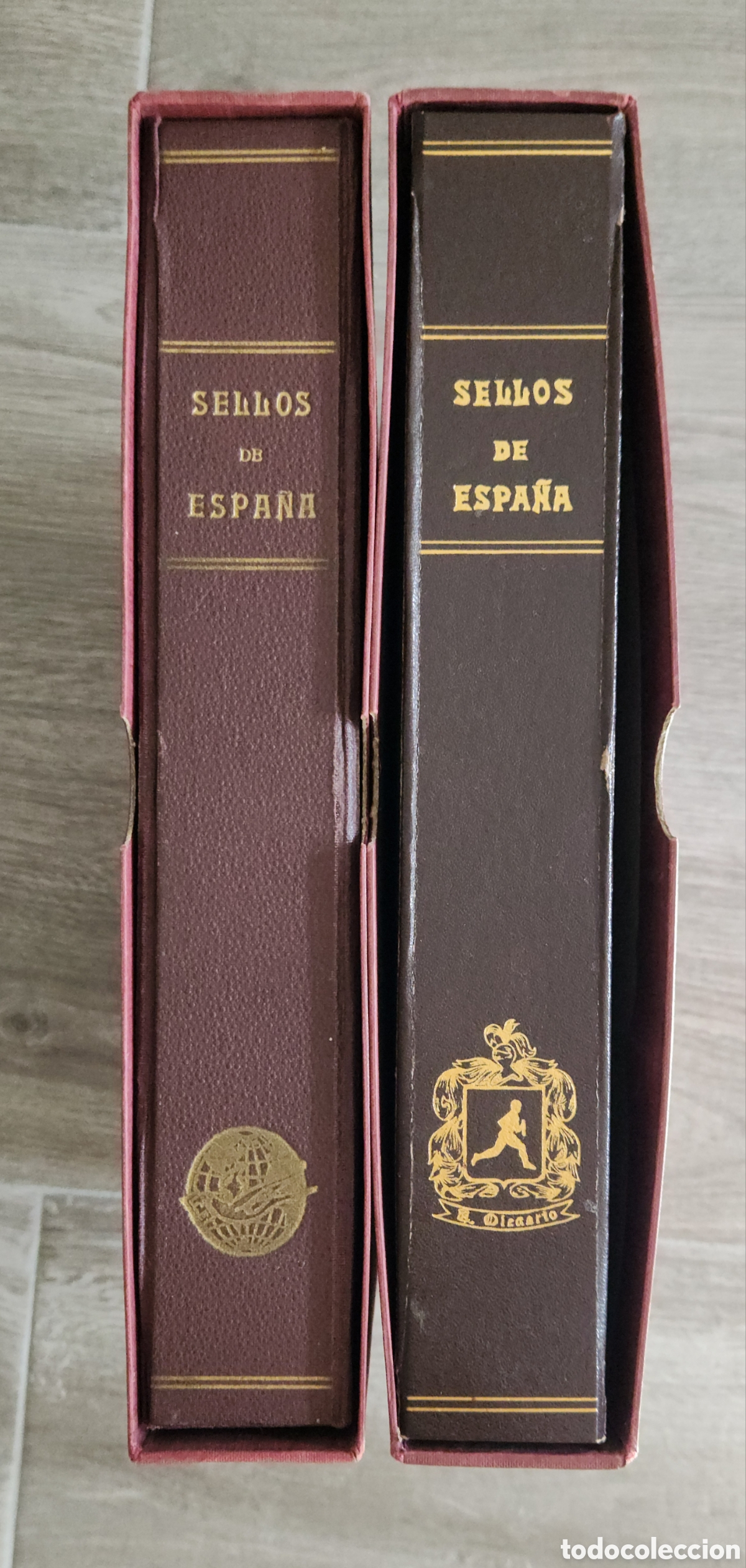Sellos: 2 &aacute;lbumes Olegario y Puigferrat m&aacute;s suplementos 1970 a 1997 Sellos Correos Espa&ntilde;a hojas cajetin