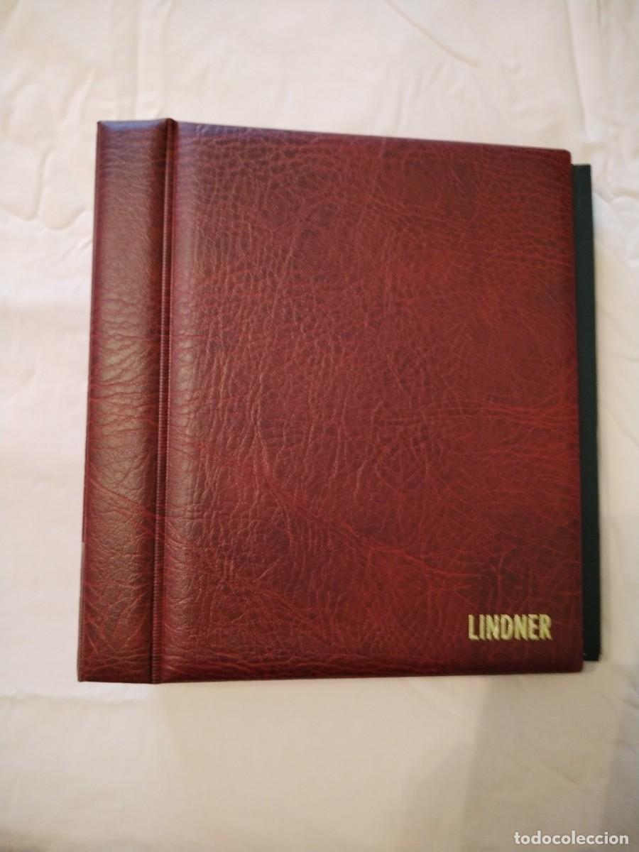 Sellos: Album LINDNER. Multi Collect. Rojo + 36 hojas plastificadas a doble cara