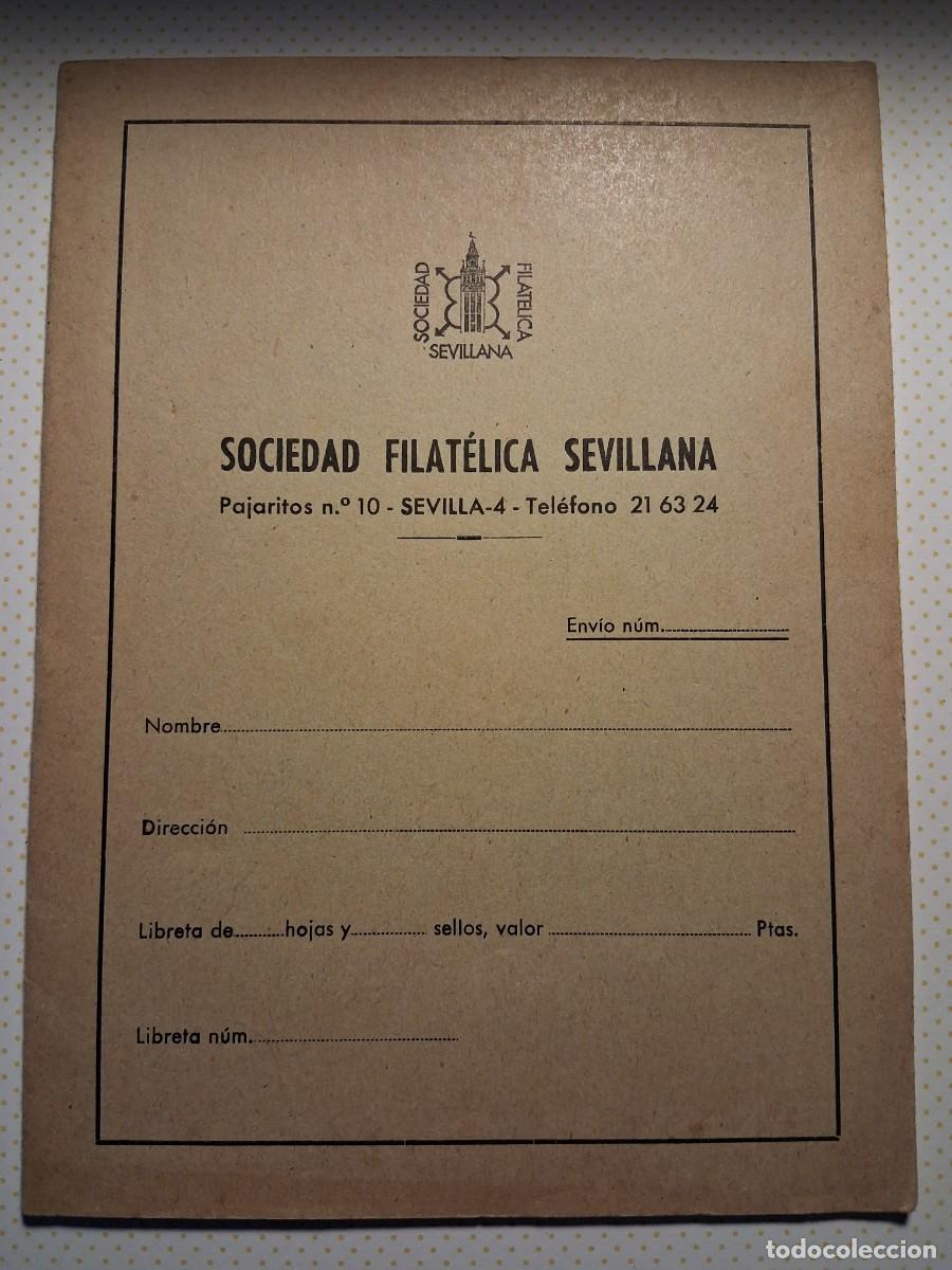 Sellos: ANTIGUO &Aacute;LBUM DE SELLOS SOCIEDAD FILATELICA SEVILLANA, 10 HOJAS, NUEVO SIN USAR.