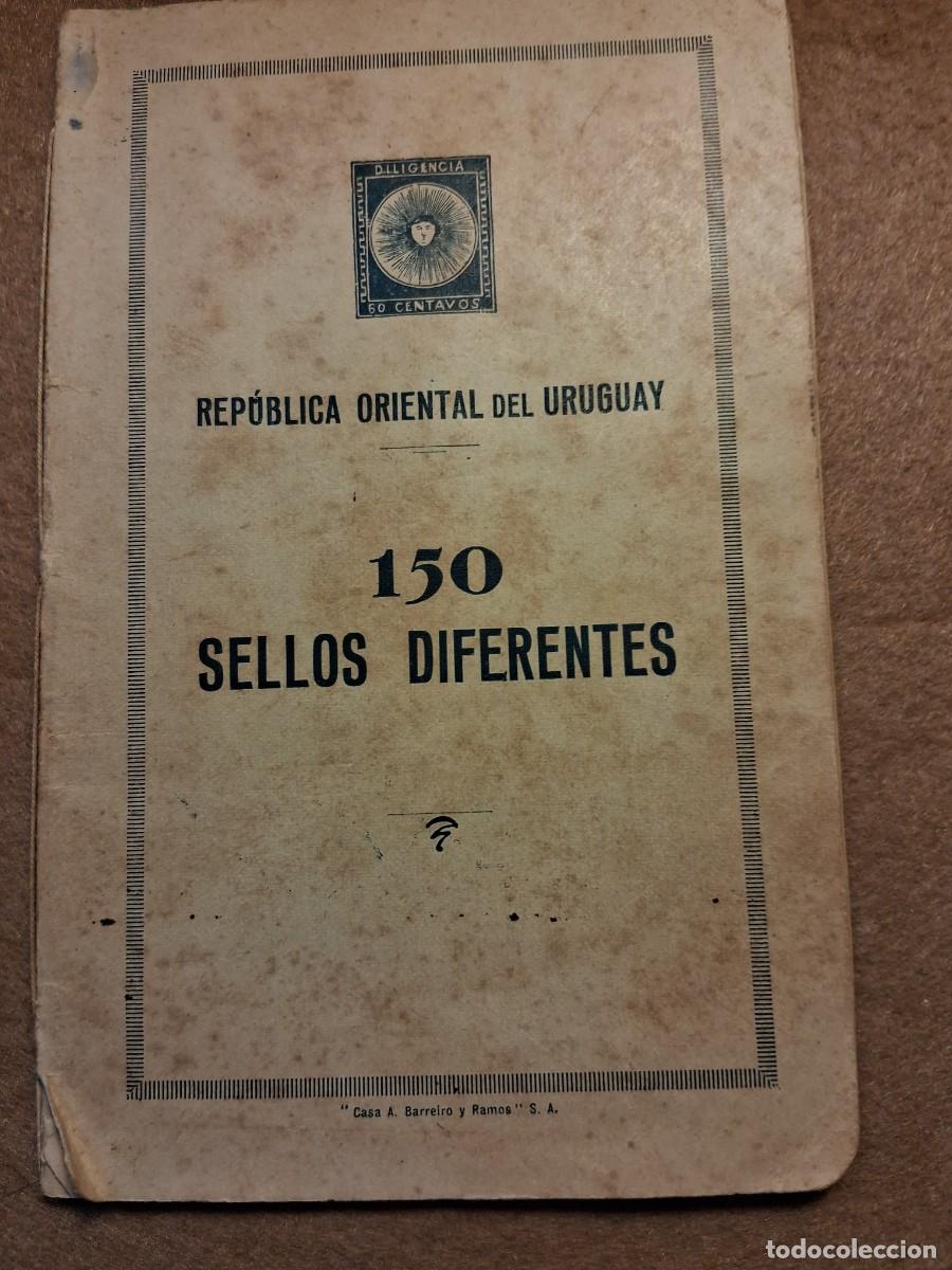 Sellos: &Aacute;LBUM DE SELLOS ANTIGUO PARA 150 VALORES REP&Uacute;BLICA ORIENTAL DEL URUGUAY, VAC&Iacute;O.USADO.