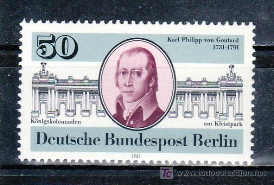 Selos: alemania-berlin 600 sin charnela, 250&ordm; aniversario nacimiento del arquitecto karl philipp von gontar