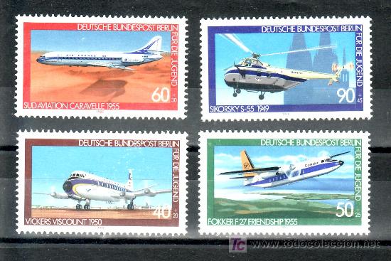 Stamps: alemania-berlin 578/81 sin goma, avion, la aviacion
