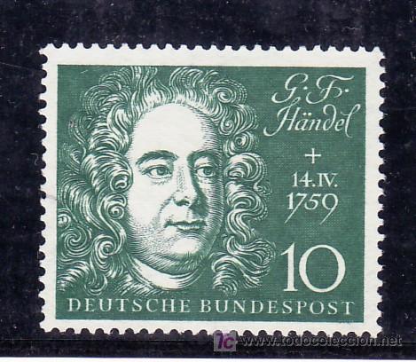 Francobolli: alemania-federal 188 sin goma, musica, bicentenario de la muerte del musico g. f. haendel