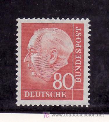 Stamps: alemania-federal   71D con charnela, presidente thedore heuss