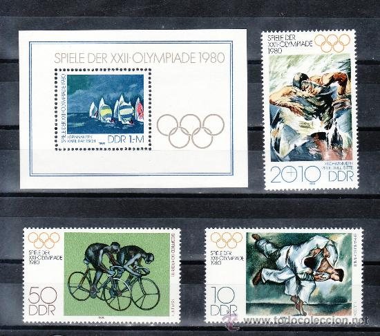Sellos: alemania-ddr 2187/9, hb 58 sin charnela, deporte, judo, natacion, vela, juegos olimpicos de moscu
