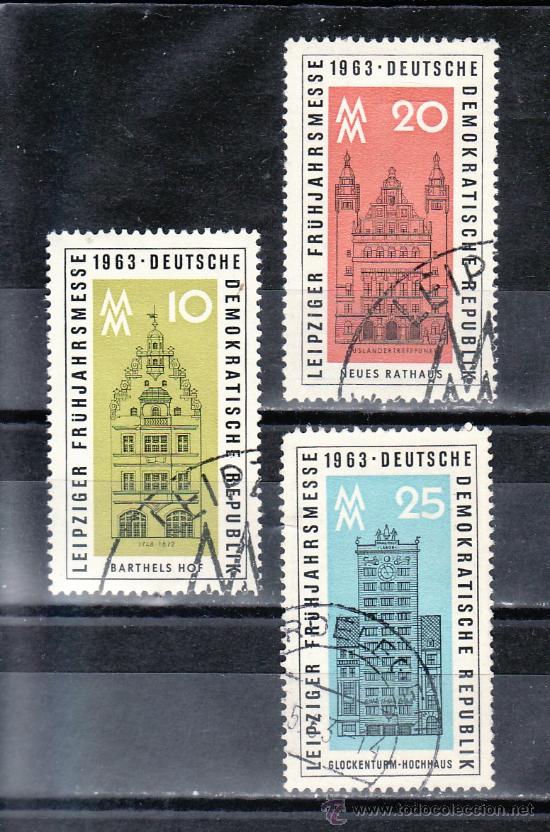 Selos: alemania-ddr  654/6 usada, arquitectura, feria de primavera de leipzig