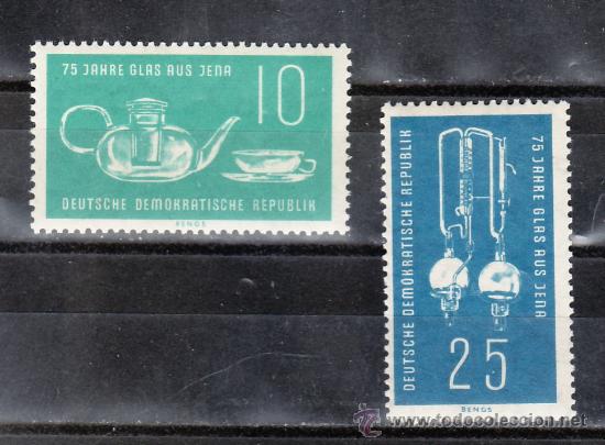 Sellos: alemania-ddr  427/8 sin charnela, servicio de te, material laboratorio, 75 aniv&ordm; cristaleria de iena