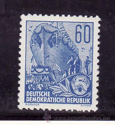 Selos: alemania-ddr  160 con charnela, plan quinquenal, barco, astillero