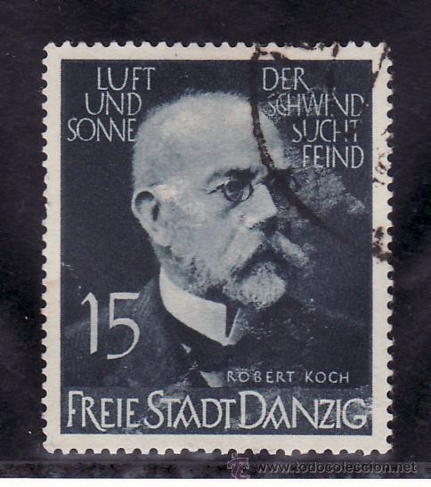 Sellos: alemania-dantzig 256 usada, tuberculosis, robert koch - Foto 1