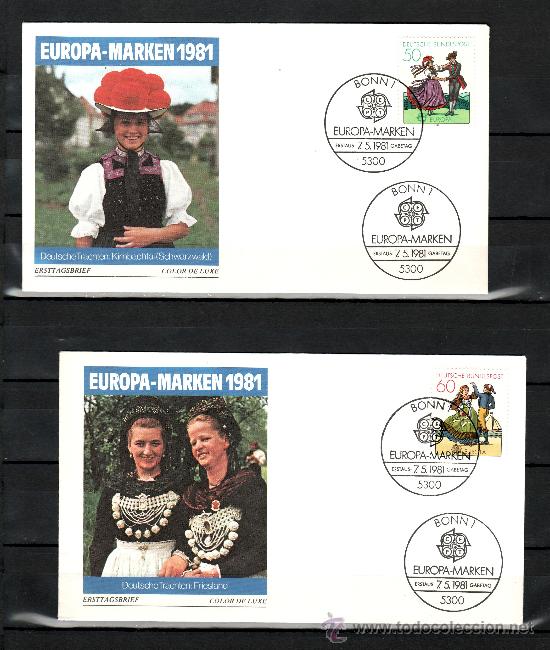 Timbres: alemania-federal  928/9 primer dia bonn 1/5300, tema europa, folklore, danza,