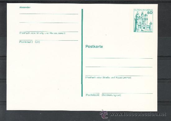 Francobolli: alemania-federal  764A en verde entero postal nuevo, castillo de neuschwanstein